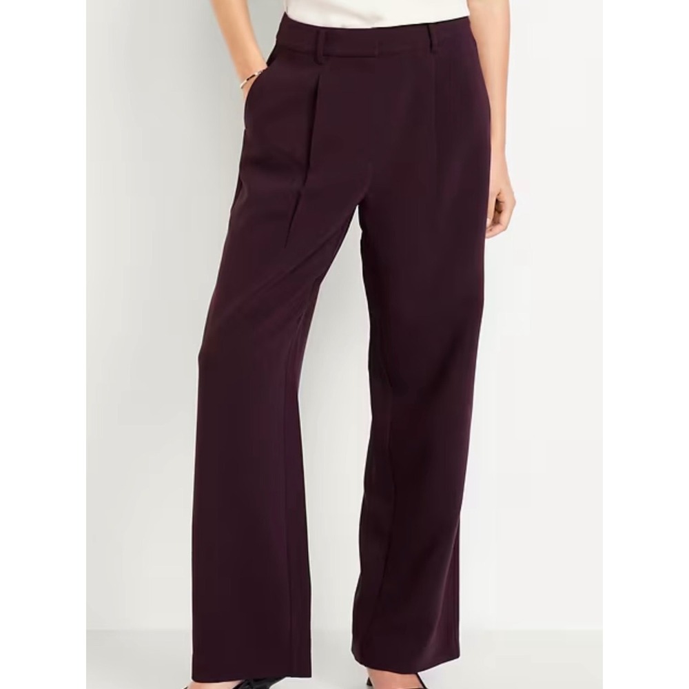 Old Navy Taylor Wide Leg Trouser Extra High Rise Burgundy Pants Size 2 NWT